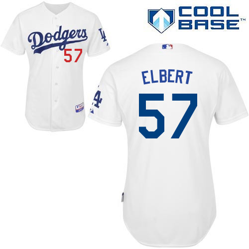 Scott Elbert #57 MLB Jersey-L A Dodgers Men's Authentic Home White Cool Base Baseball Jersey